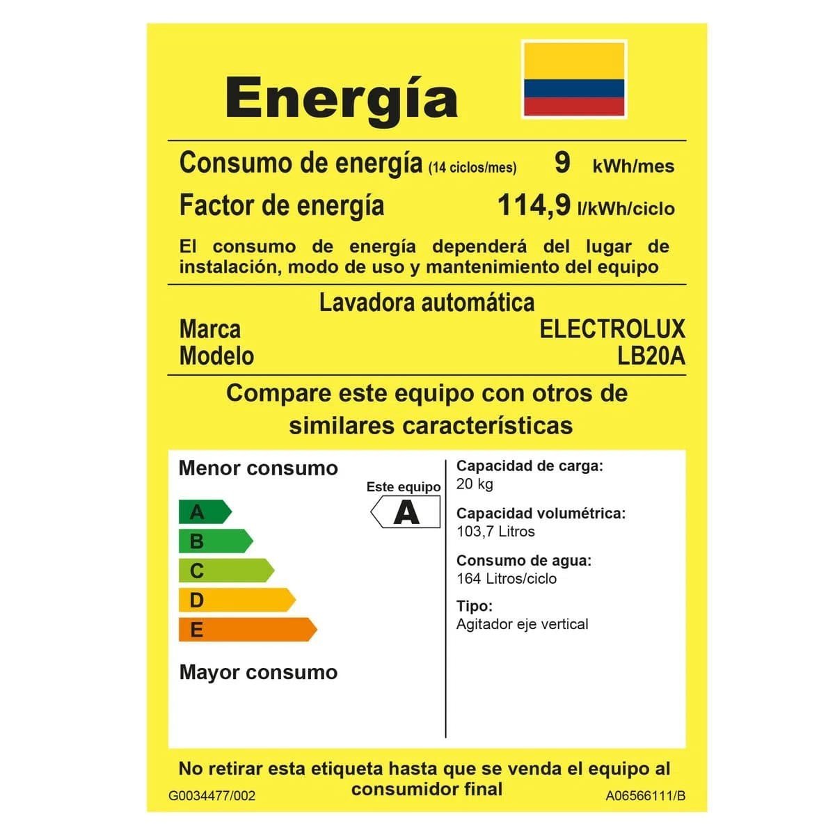 Lavadora Electrolux 20 Kg Carga Superior Blanca con Agitador | LB20A - Image 6