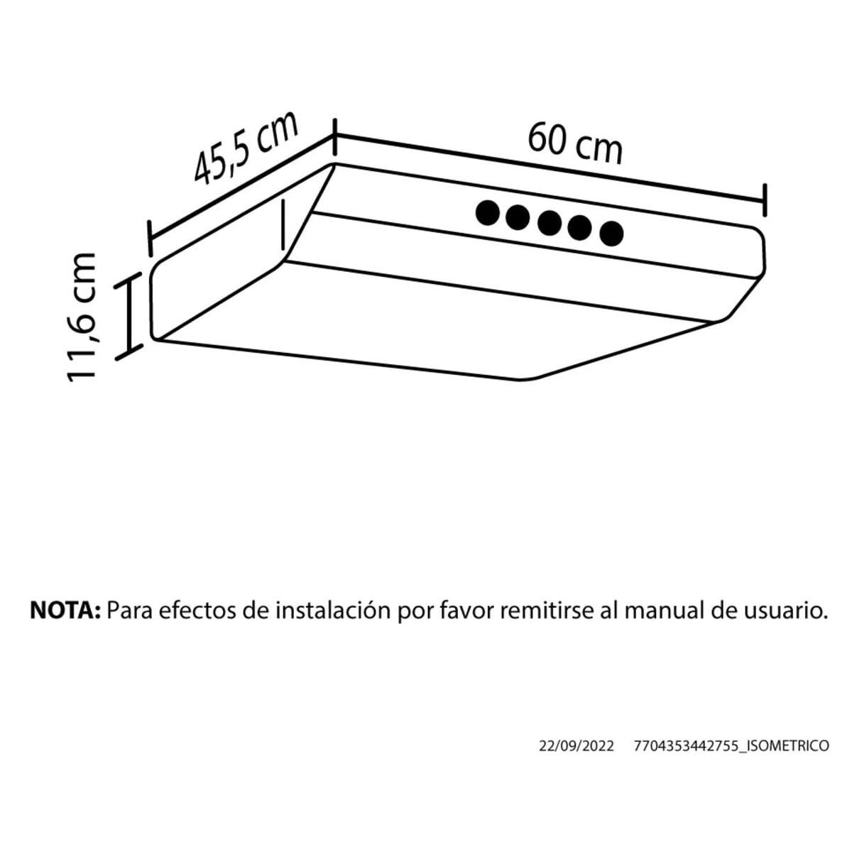 Campana Extractora Haceb Kala Negra 60cm 3 Velocidades | CAMP KALA 60 REC V3 NE - Image 5