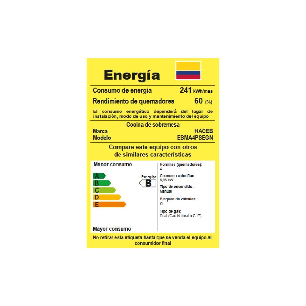 Estufa de Sobremesa Haceb Avellana T Gas Natural 4 Puestos Negra EM AVELLANA T NE - Image 5