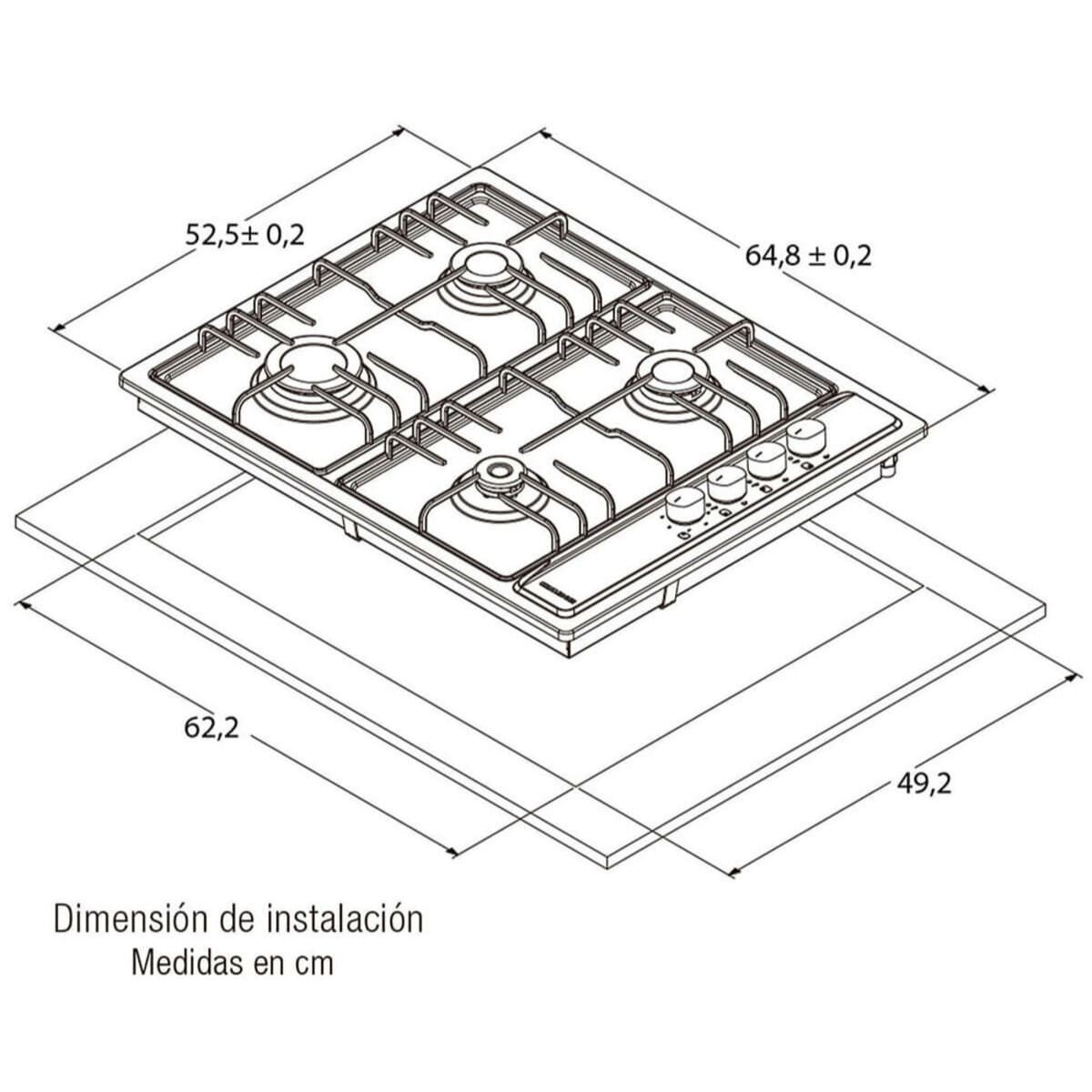 Cubierta Empotrable Challenger 65cm a Gas 4 Puestos Inox | SS 6640 EI - Image 3