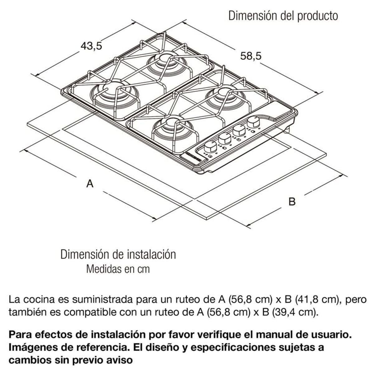 Cubierta Empotrable Challenger 58.5cm a Gas 4 Puestos Inox | SP 6043 - Image 6