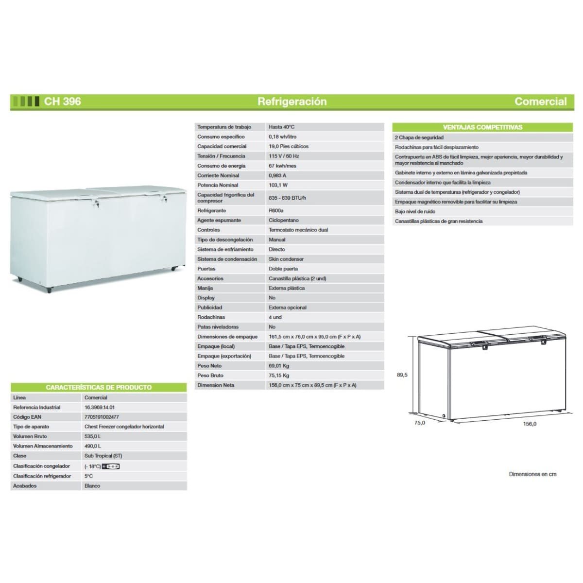 Congelador Challenger Horizontal 535 Lt CH396 - Image 3