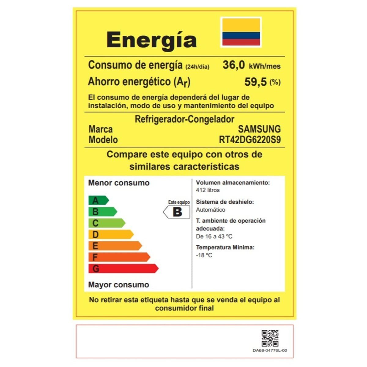 Nevera Samsung 412 Litros No Frost Top Mount Plateada RT42DG6220S9/CO - Image 7