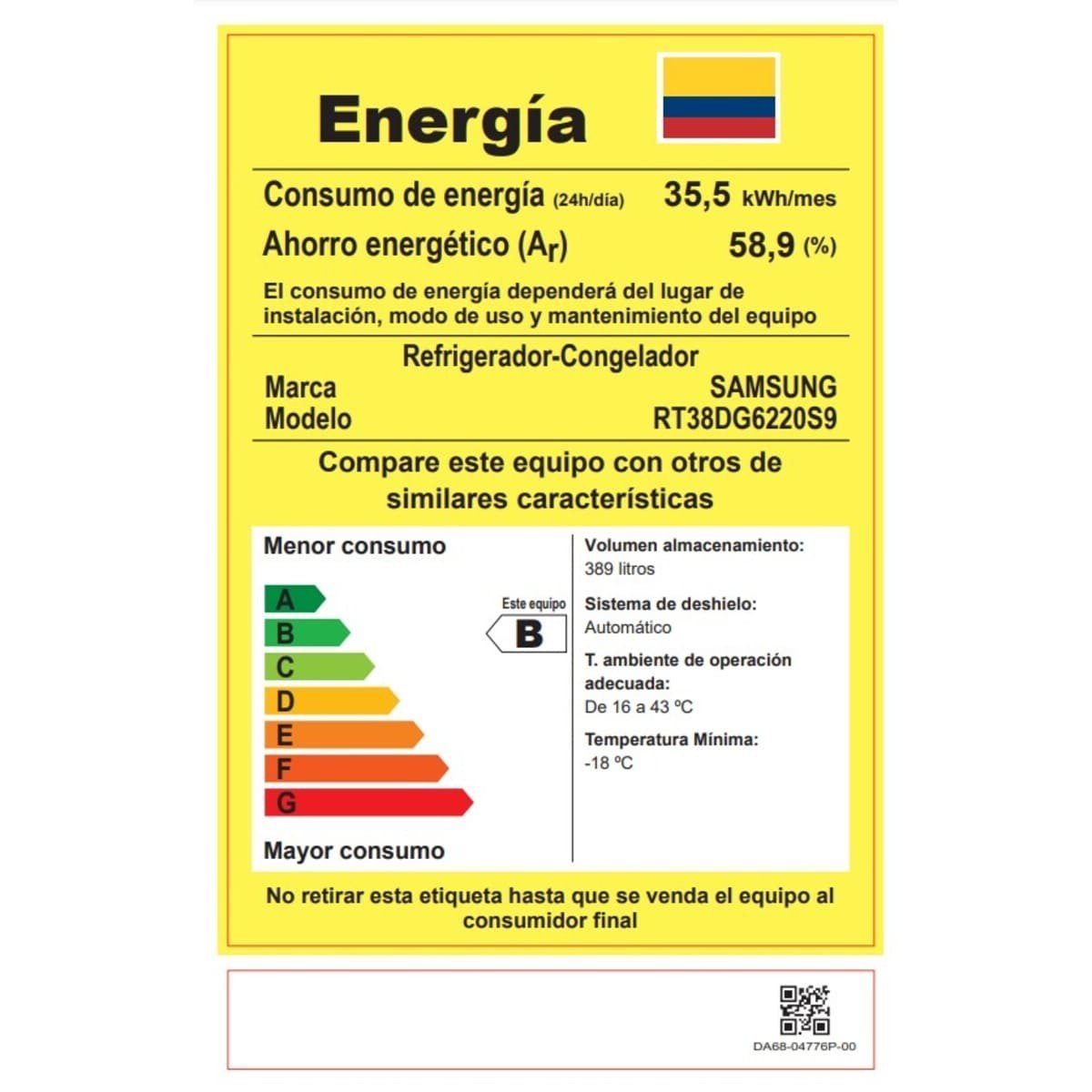 Nevera Samsung 389 Litros No Frost Top Mount Plateada RT38DG6220S9/CO - Image 8