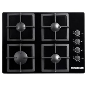 Cubierta Empotrable Challenger 60cm 4 puestos Negro SQ 6759 AE