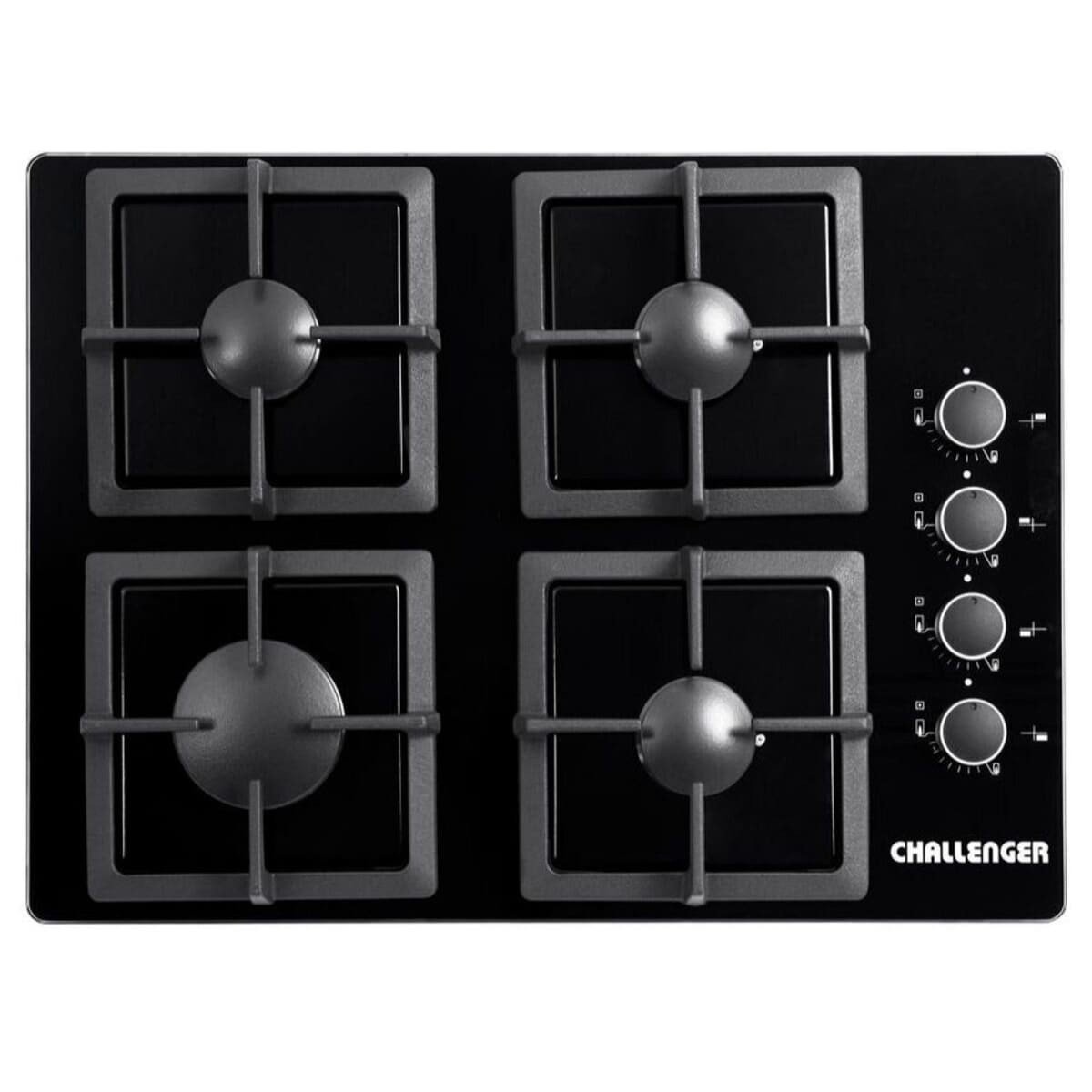 Cubierta Empotrable Challenger 60cm 4 puestos Negro SQ 6759 AE