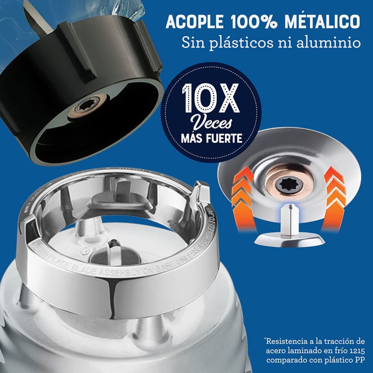 Licuadora Clásica Oster 1.25 Lt Control de Perilla 3 Velocidades 1000 W Cromada BLST4655 - Image 3