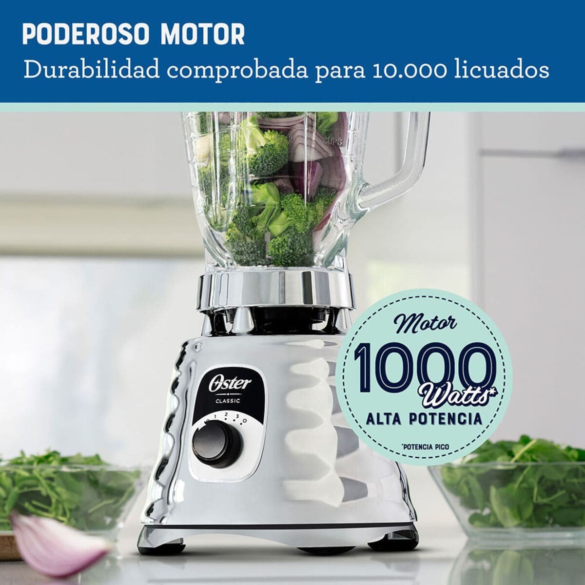 Licuadora Clásica Oster 1.25 Lt Control de Perilla 3 Velocidades 1000 W Cromada BLST4655 - Image 5