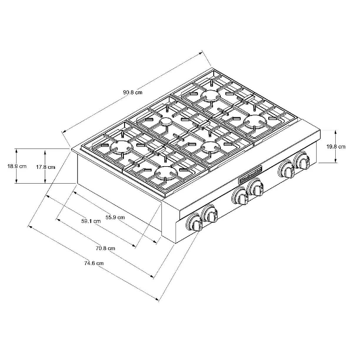 Cubierta de Empotrar KitchenAid 6 Puestos 90.8 cm KCGC506JSS - Image 3