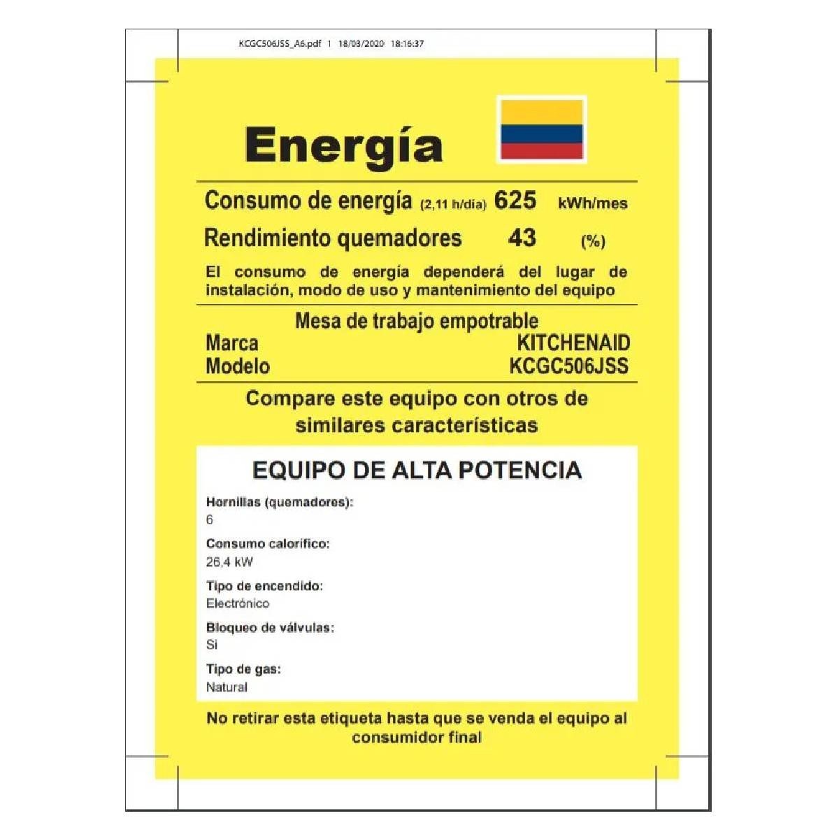 Cubierta de Empotrar KitchenAid 6 Puestos 90.8 cm KCGC506JSS - Image 7