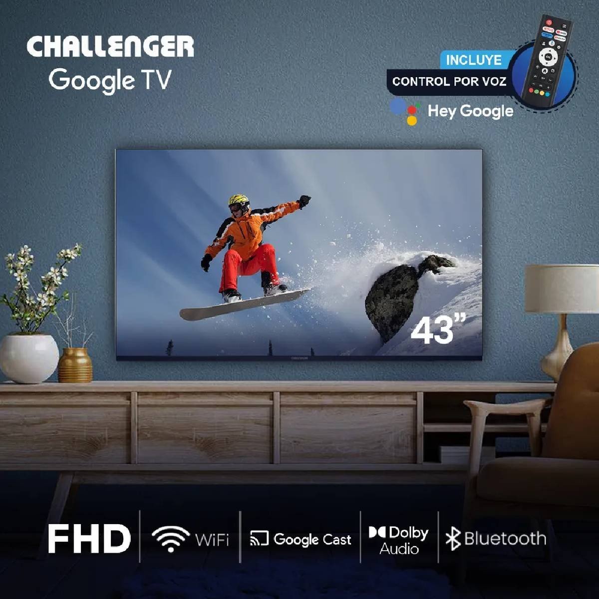 Televisor Challenger 43 pulgadas LED FULL HD Google LED 43KG90 BT T2 GOOGLE TV - Image 2