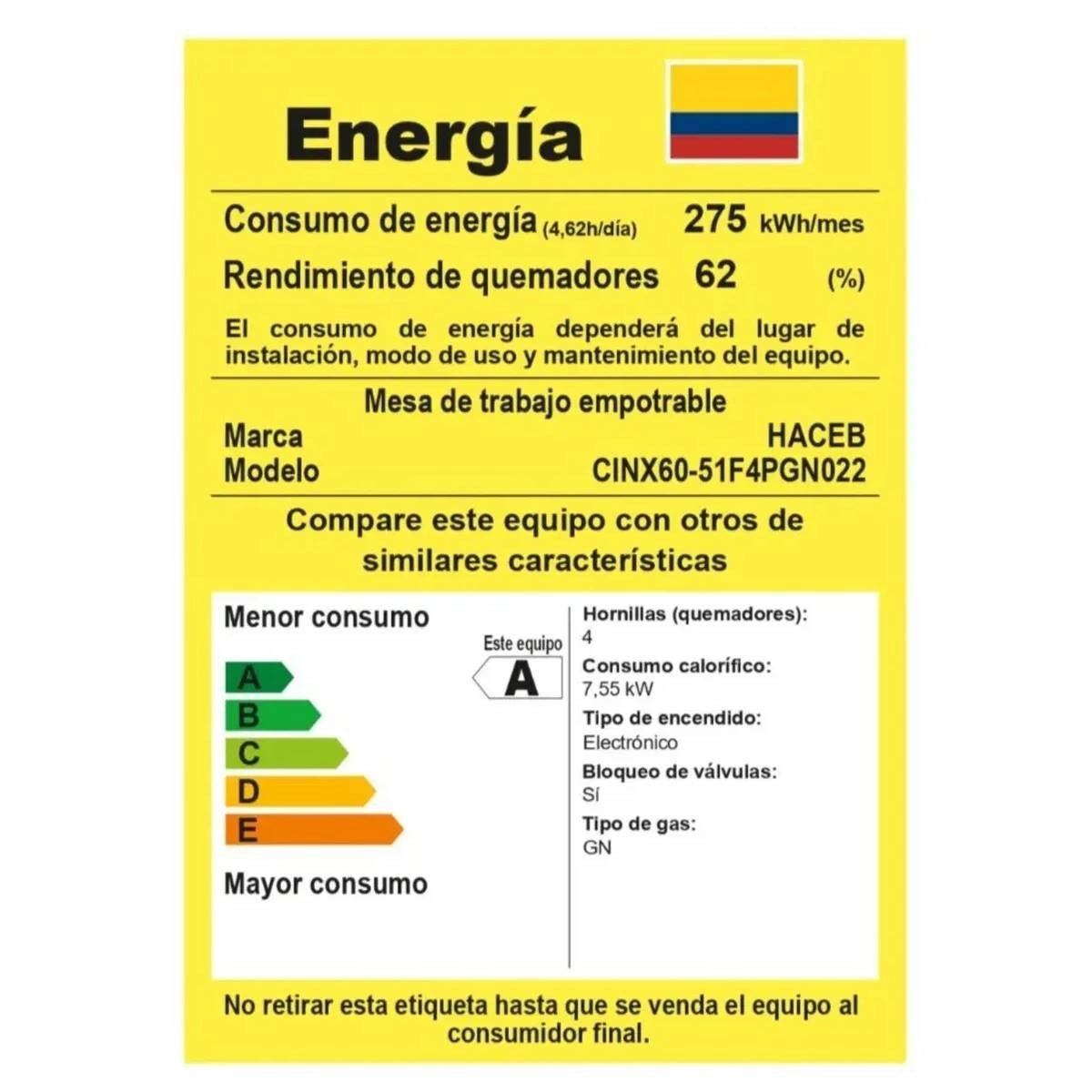 Cubierta de Empotrar Haceb 60X51 Sesamo CUB SE 60-51 INOX HF GN - Image 3