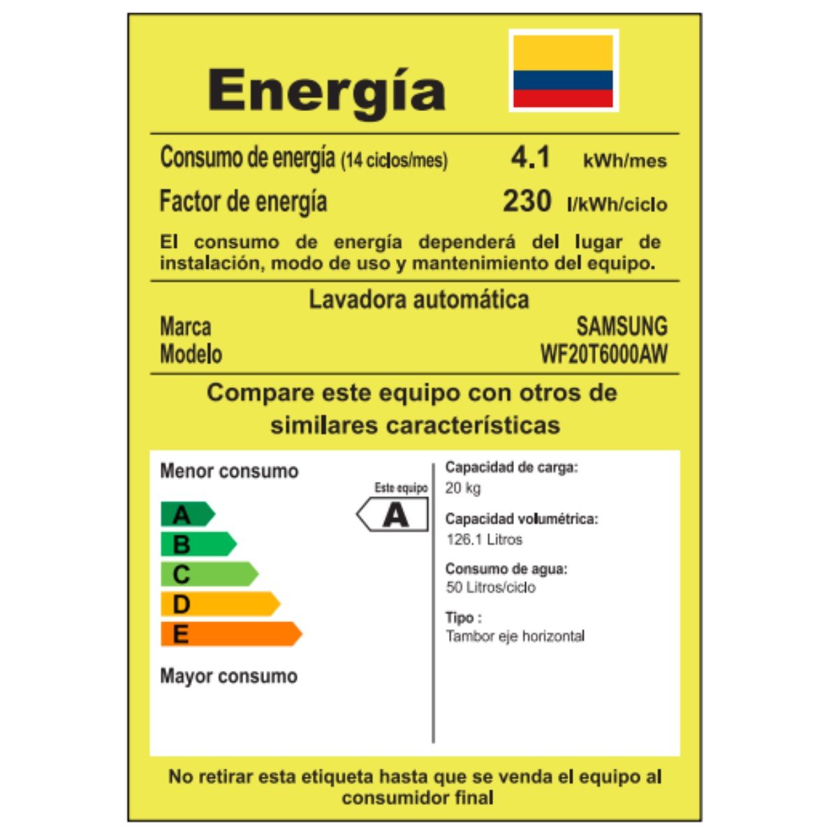 Lavadora Samsung 20kg Carga Frontal | WF20T6000AW/CO - Image 5