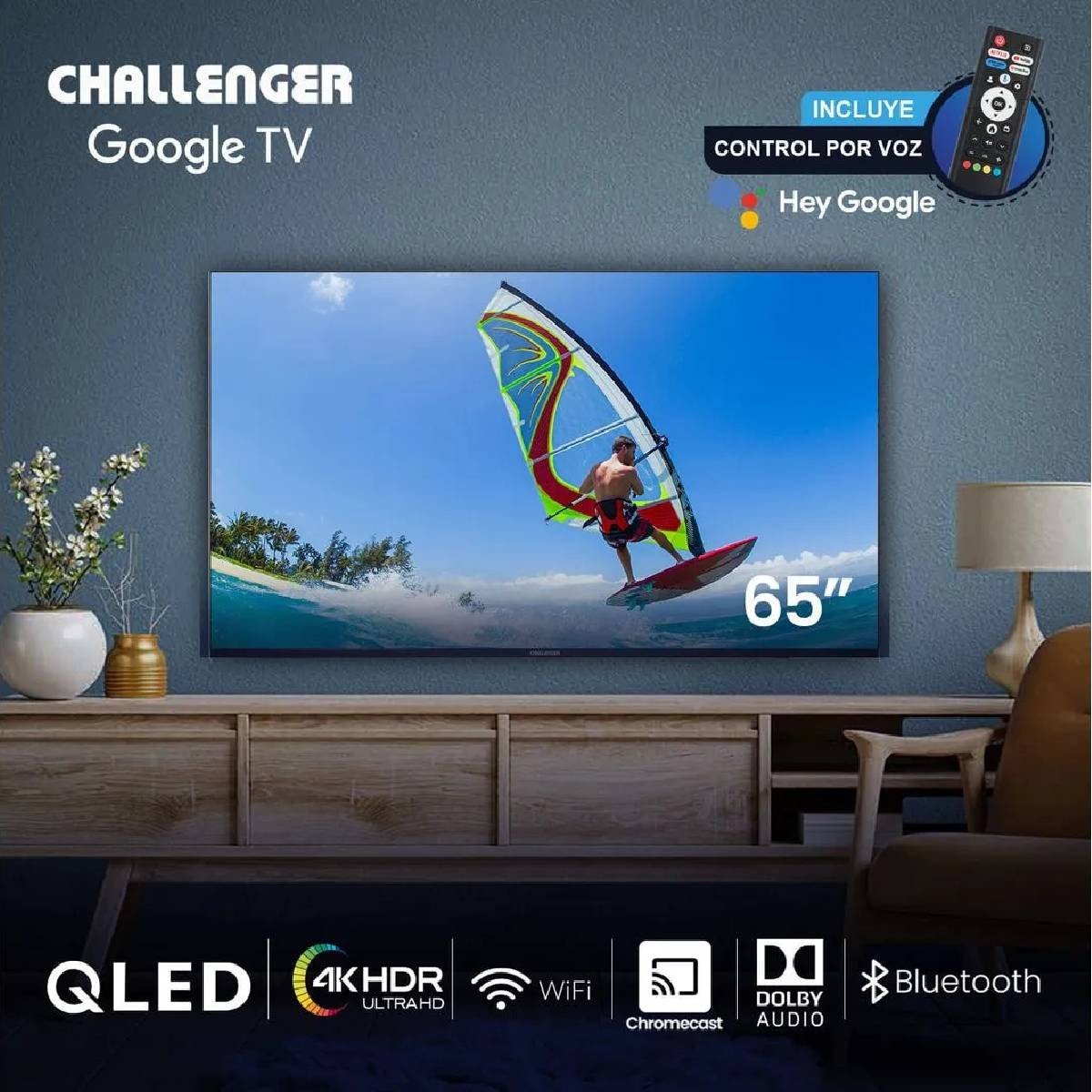 Televisor Challenger 65 pulgadas QLED Google TV 65KG290 BT - Image 2
