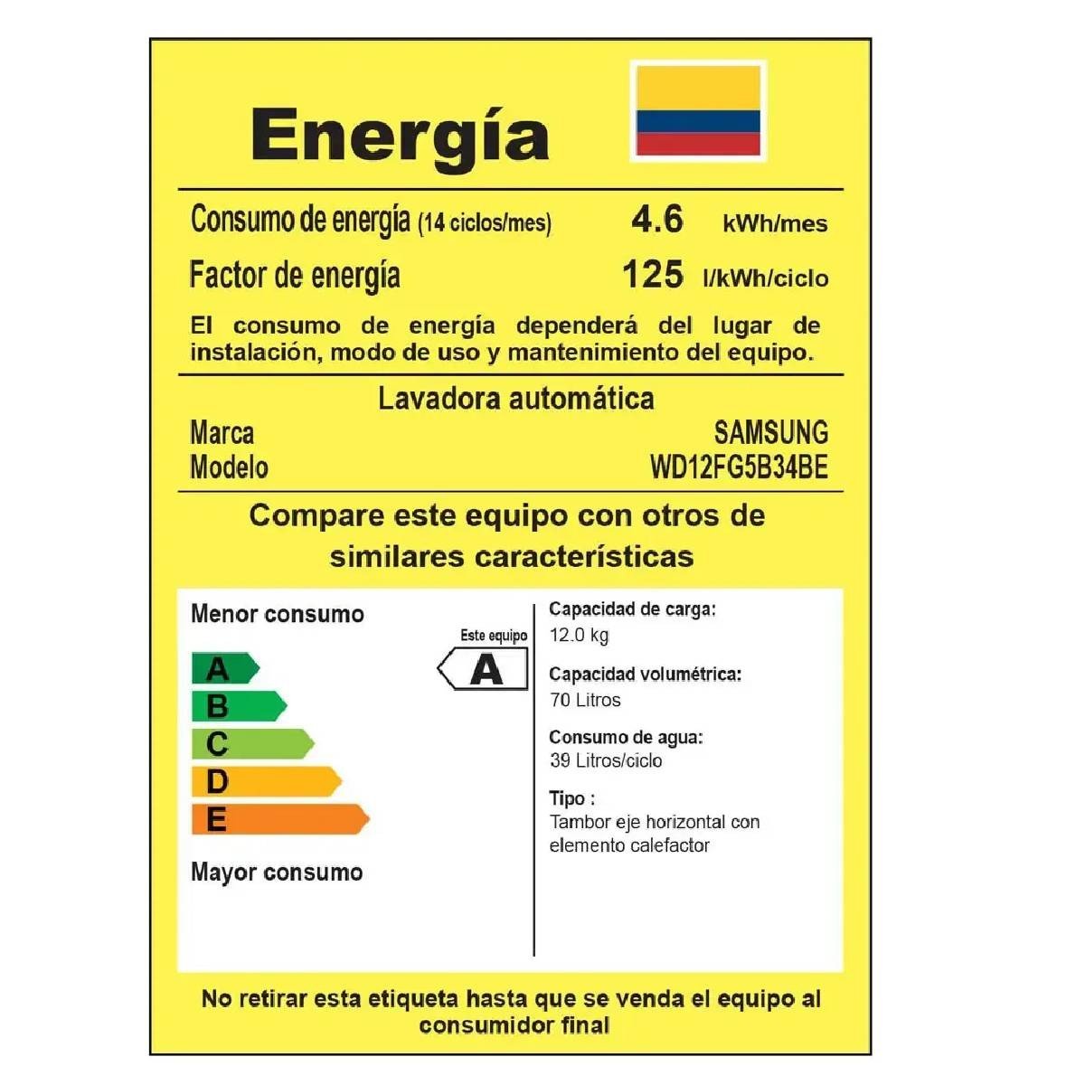 copy of Lavadora Secadora Samsung 12 Kg AI Blanca WD12FG5B34BECO - Image 7